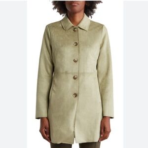Tahari Olive Faux Suede Jacket